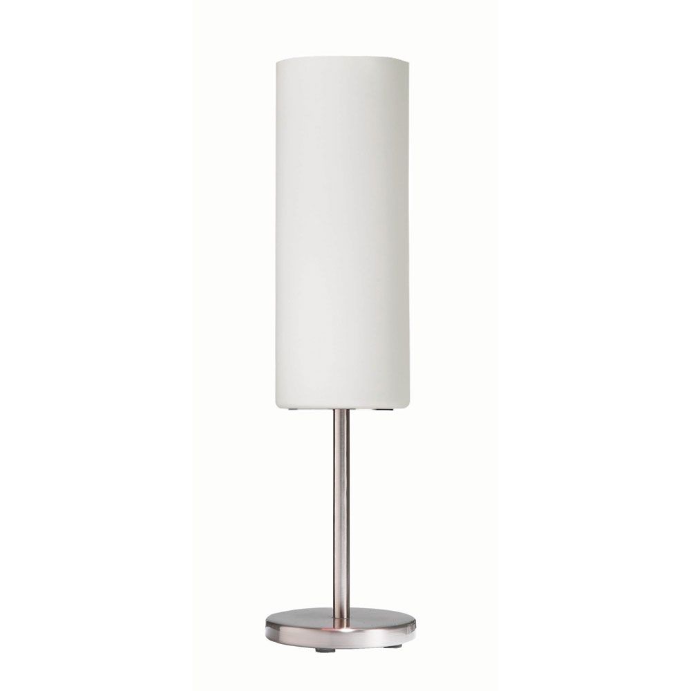 Dainolite Lighting 83205-SC-WH White Glass 1 Light Table Lamp in Satin Chrome